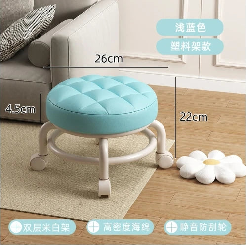 Pulley stool Internet celebrity small stool Silent wheeled seat Children's multi-functional shoe changing chair Round stool