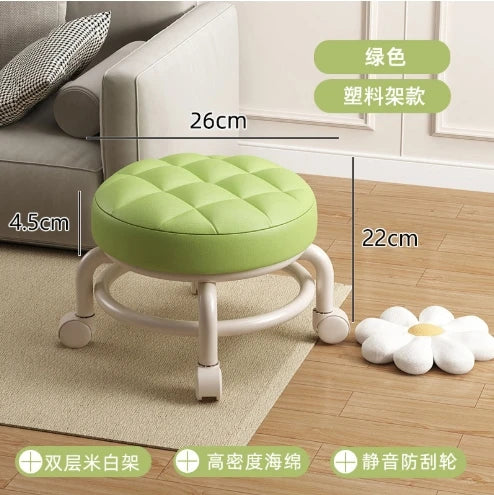 Pulley stool Internet celebrity small stool Silent wheeled seat Children's multi-functional shoe changing chair Round stool