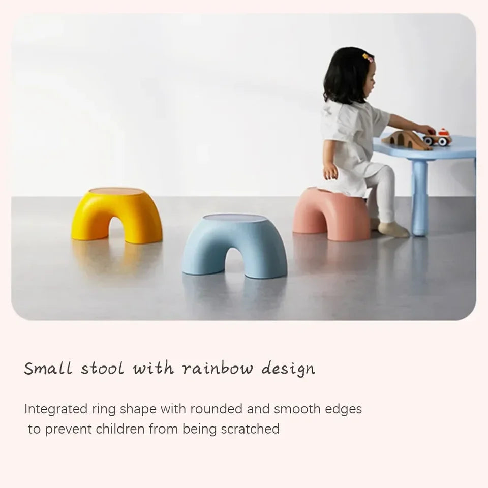 Stool Plastic Rainbow Shape Footstool Safety Kids Step Stool Seat For Living Room Indoor Furniture Children'S Stool Toy