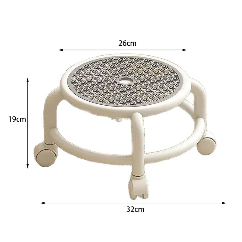Swivel Rolling Stool Round Low Small Grey Universal Wheel Kids Adult Strong Capacity Practical Storage