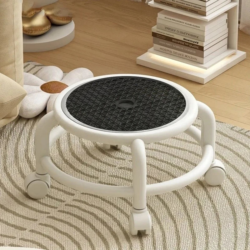Swivel Rolling Stool Round Low Small Grey Universal Wheel Kids Adult Strong Capacity Practical Storage