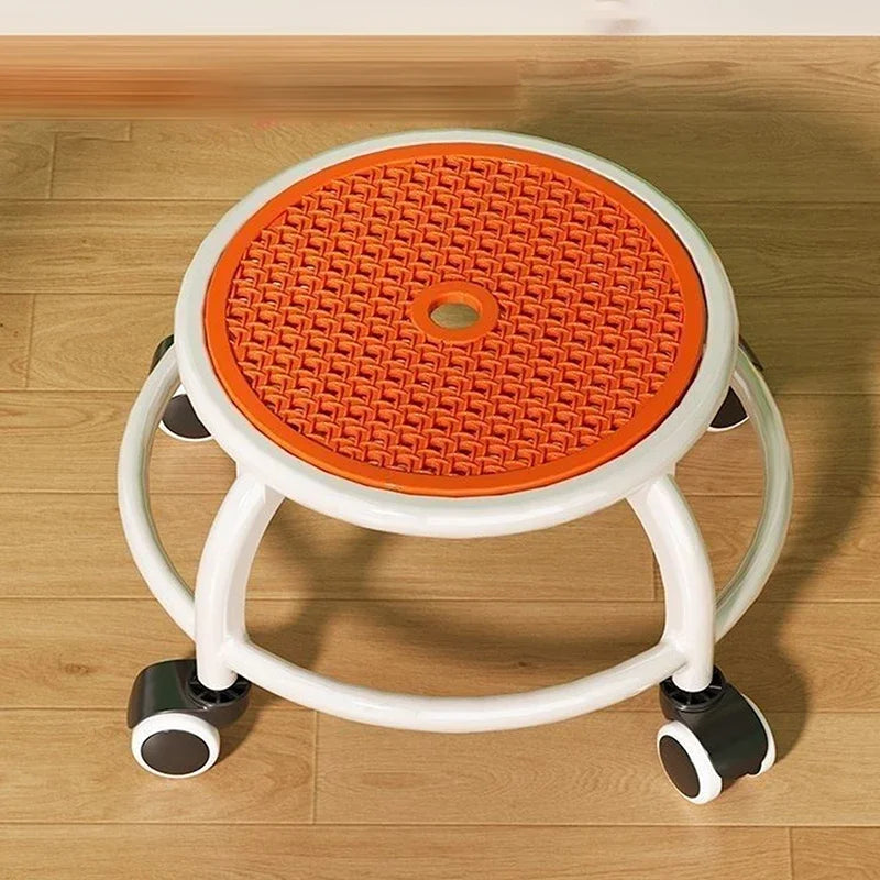 Swivel Rolling Stool Round Low Small Grey Universal Wheel Kids Adult Strong Capacity Practical Storage