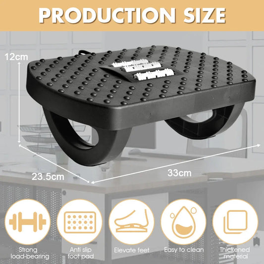 Ergonomic Under Desk Footrest Stool with Massage Rollers Non-Slip Posture Correction Stool for Pain Relief Kids & Adults