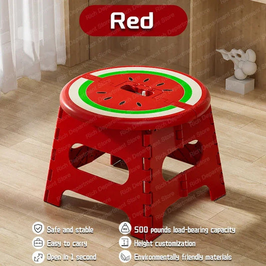 Newest Hot Plastic Thickened Fold Stool Cartoon Creative Portable Low Stool Outdoor Household Small Bench Chair Children Gifts