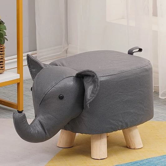 1 Elephant Stool Children's Animal Stool Cute and Creative Elephant Stool Solid Wood Technology Cloth Perfect for Living Room