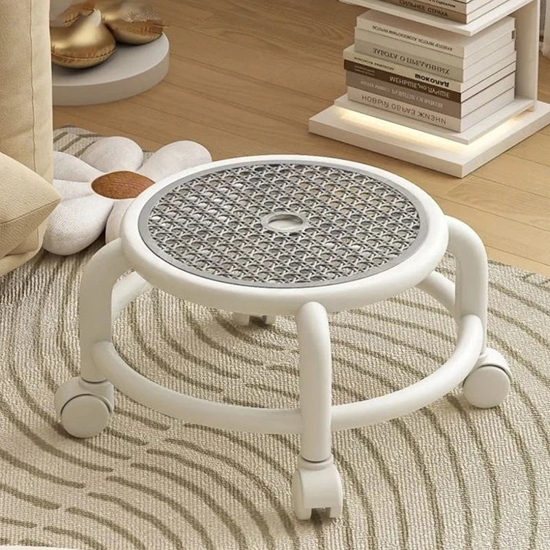 Swivel Rolling Stool Round Low Small Grey Universal Wheel Kids Adult Strong Capacity Practical Storage