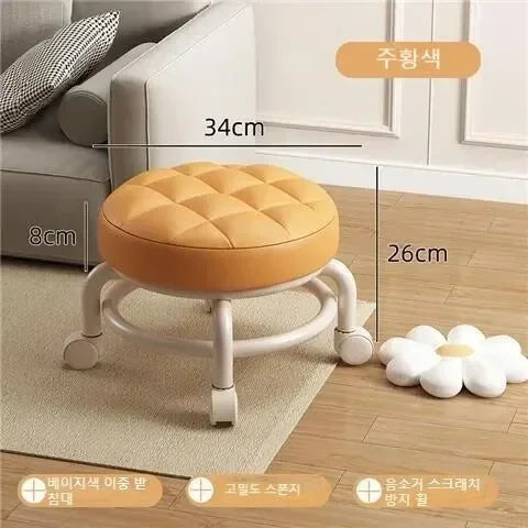 Pulley stool Internet celebrity small stool Silent wheeled seat Children's multi-functional shoe changing chair Round stool