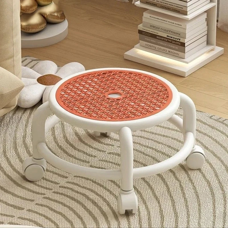 Swivel Rolling Stool Round Low Small Grey Universal Wheel Kids Adult Strong Capacity Practical Storage
