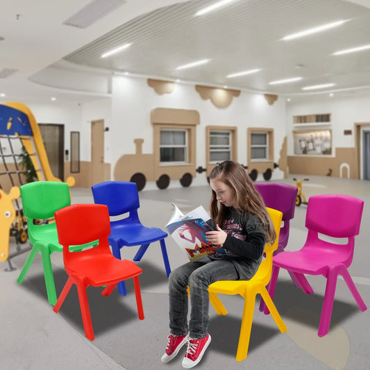 6Pcs Colorful Stackable School Chairs, Stacking Plastic Classrooms Chairs for Preschool Toddler Home Center Supplies