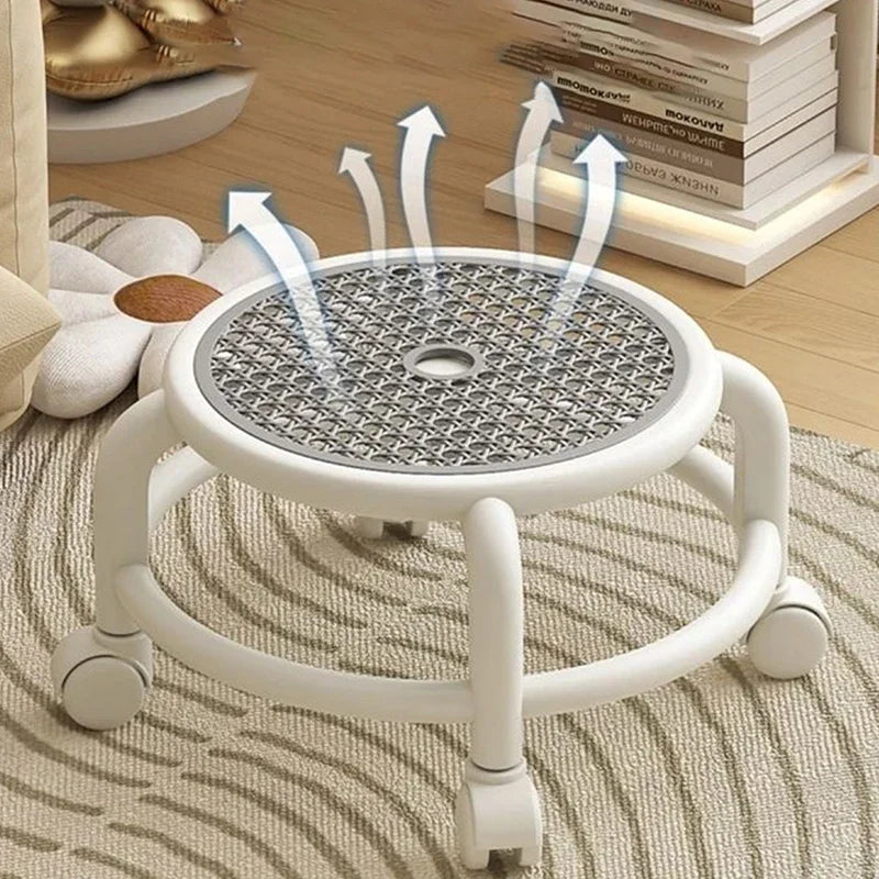 Swivel Rolling Stool Round Low Small Grey Universal Wheel Kids Adult Strong Capacity Practical Storage