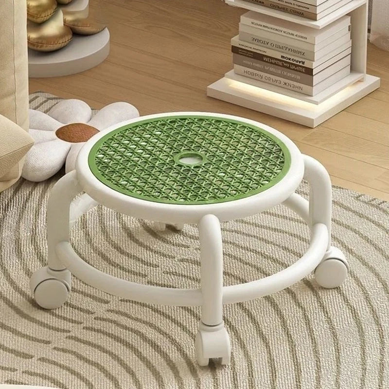 Swivel Rolling Stool Round Low Small Grey Universal Wheel Kids Adult Strong Capacity Practical Storage
