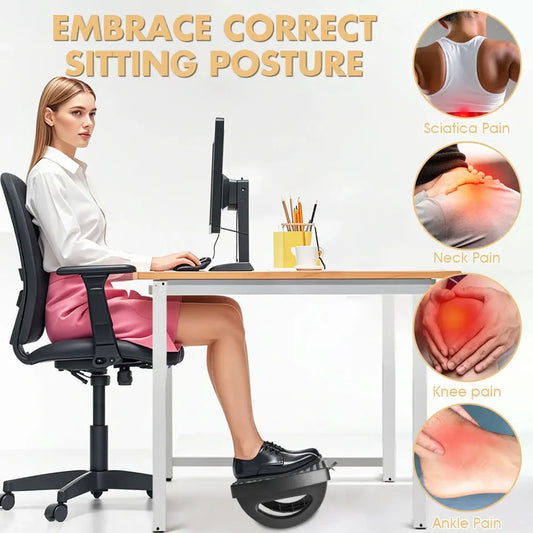Ergonomic Under Desk Footrest Stool with Massage Rollers Non-Slip Posture Correction Stool for Pain Relief Kids & Adults